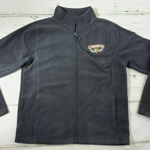 Guinness Beer Black Fleece with Embroidered Logo Full Zip Jackets Mens Size XL